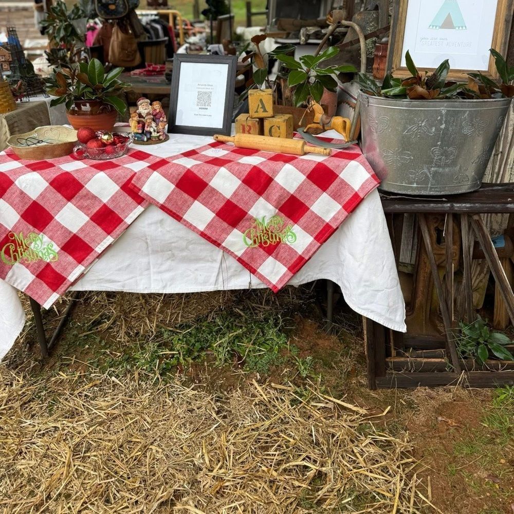 Buffalo Check Table Topper 47.5” x 52.5” - (2) - Merry Christmas